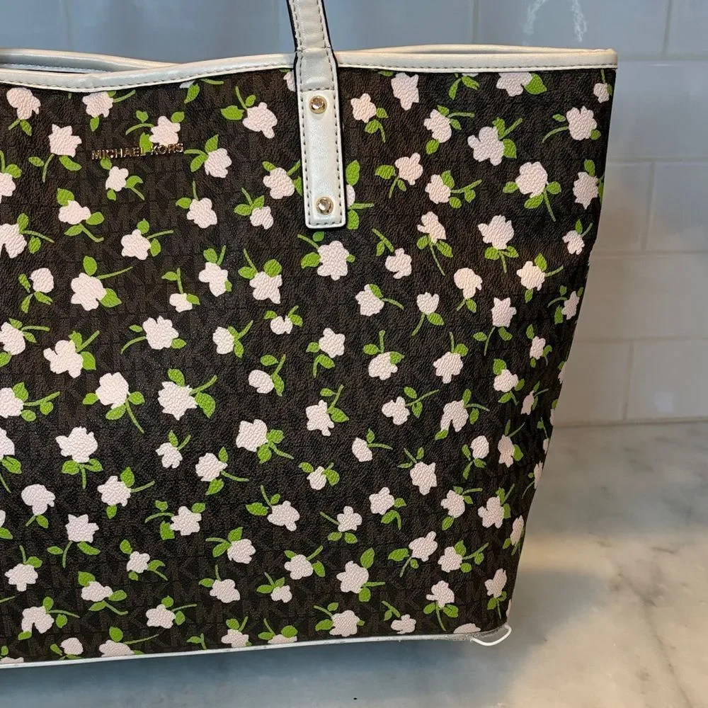 Michael Kors Bag Purse Handbag Floral Carter  XL Open Carry All Tote Pocketbook